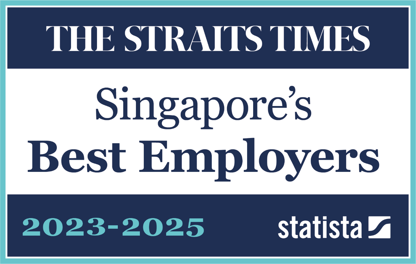 Singapore’s Best Employers 2023 to 2025 award badge by The Straits Times and Statista.