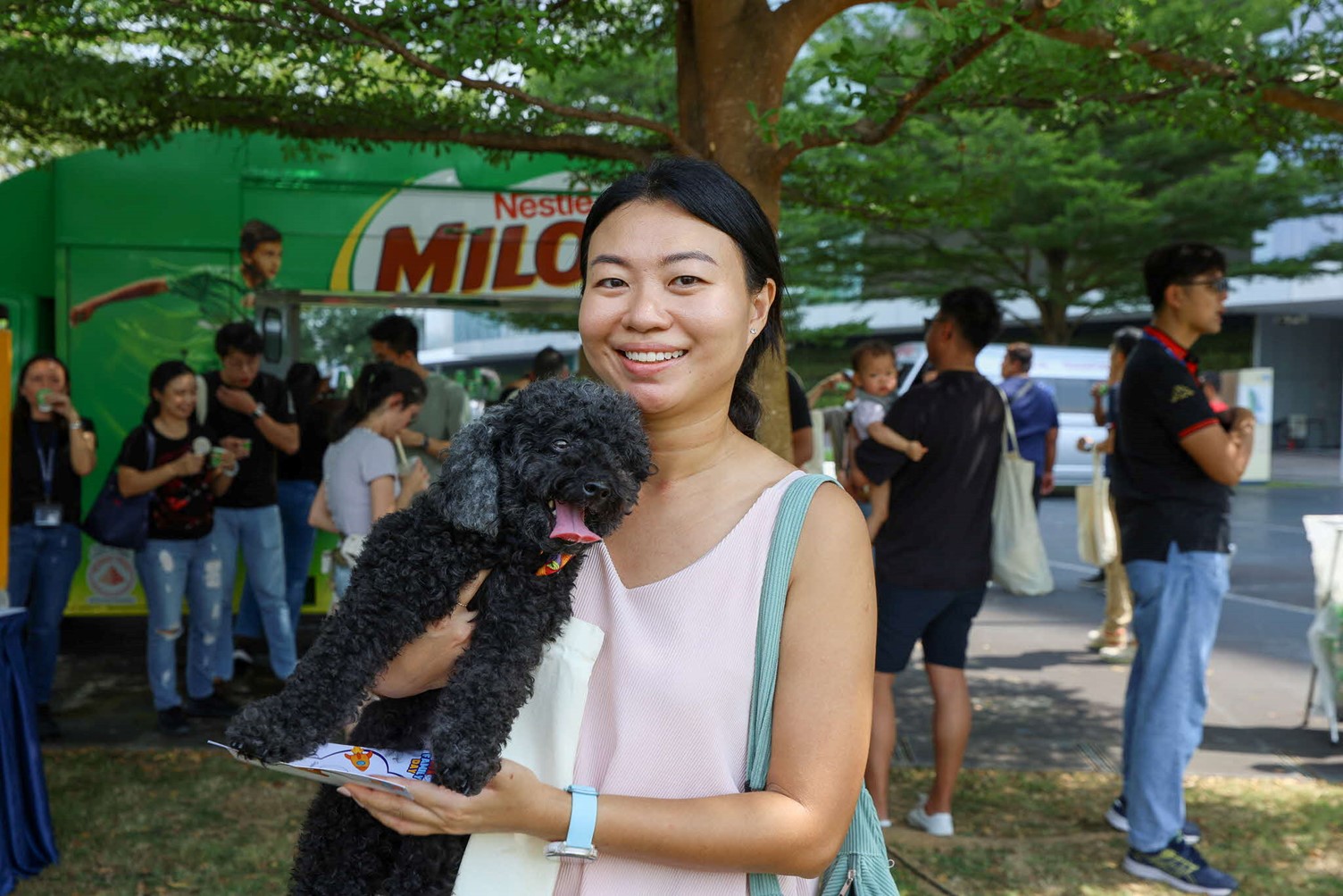Chermaine Sim and Molly at HTX Family Day 2025.