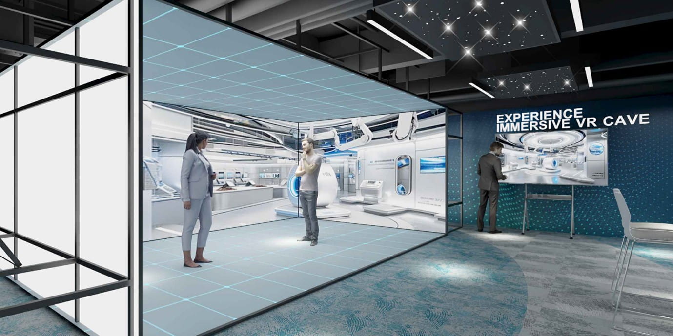 Modern virtual reality demonstration space.