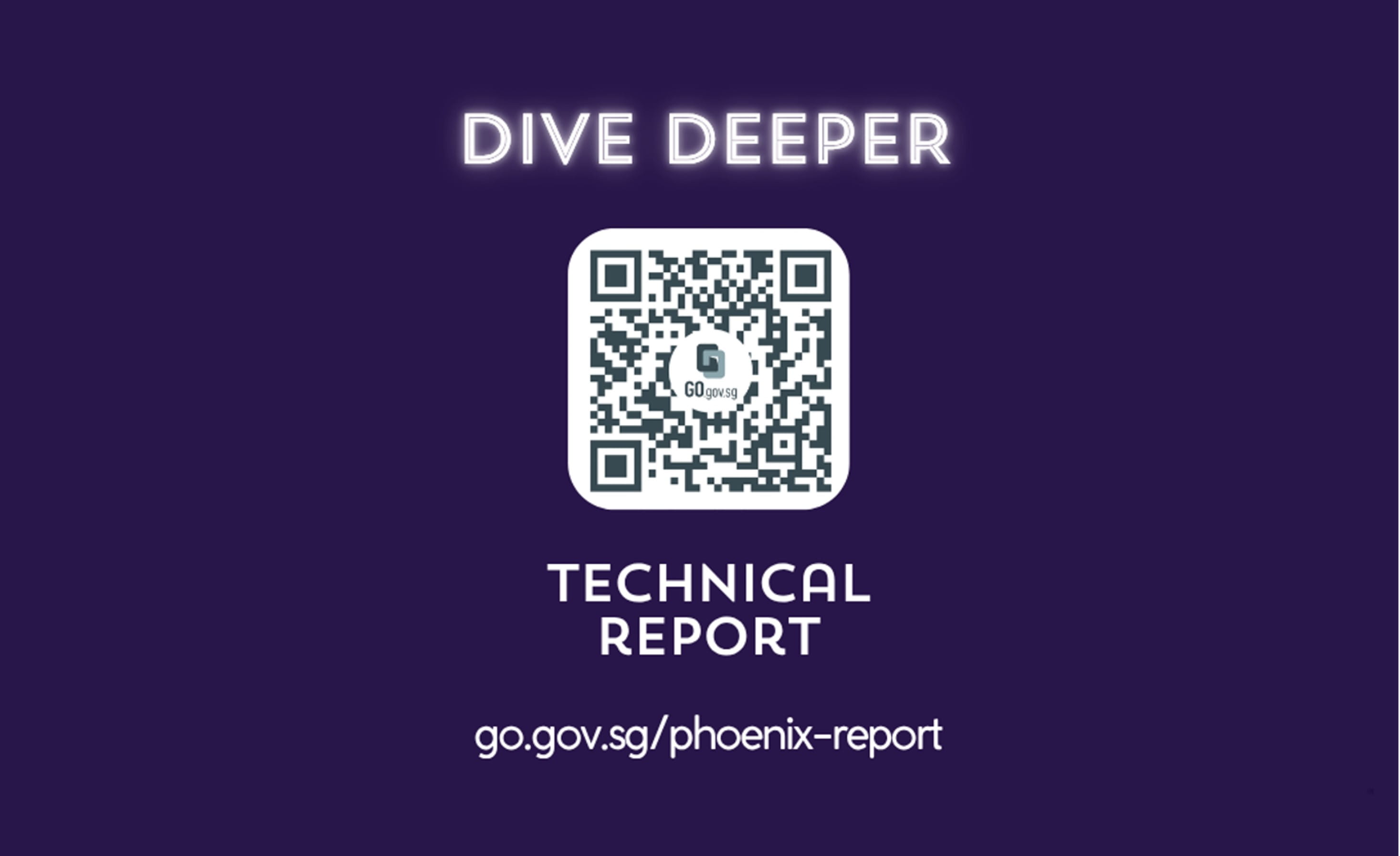 Phoenix 11 Digital graphic featuring a QR code centered on a dark purple background with the text